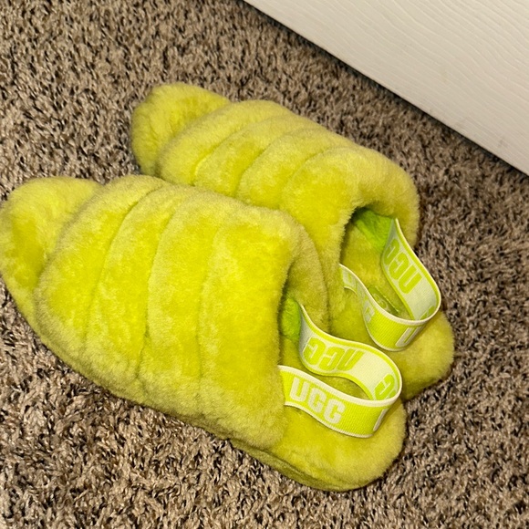 UGG Women's Fluff Yeah Lime Slippers - Picture 1 of 5